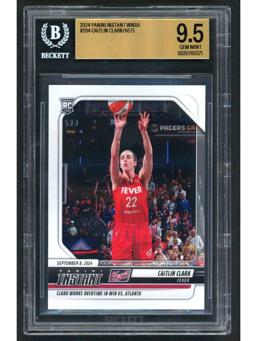 2024-25 Panini Instant WNBA Caitlin Clark #204 Rookie Card (RC) BGS 9.5 Gem Mint